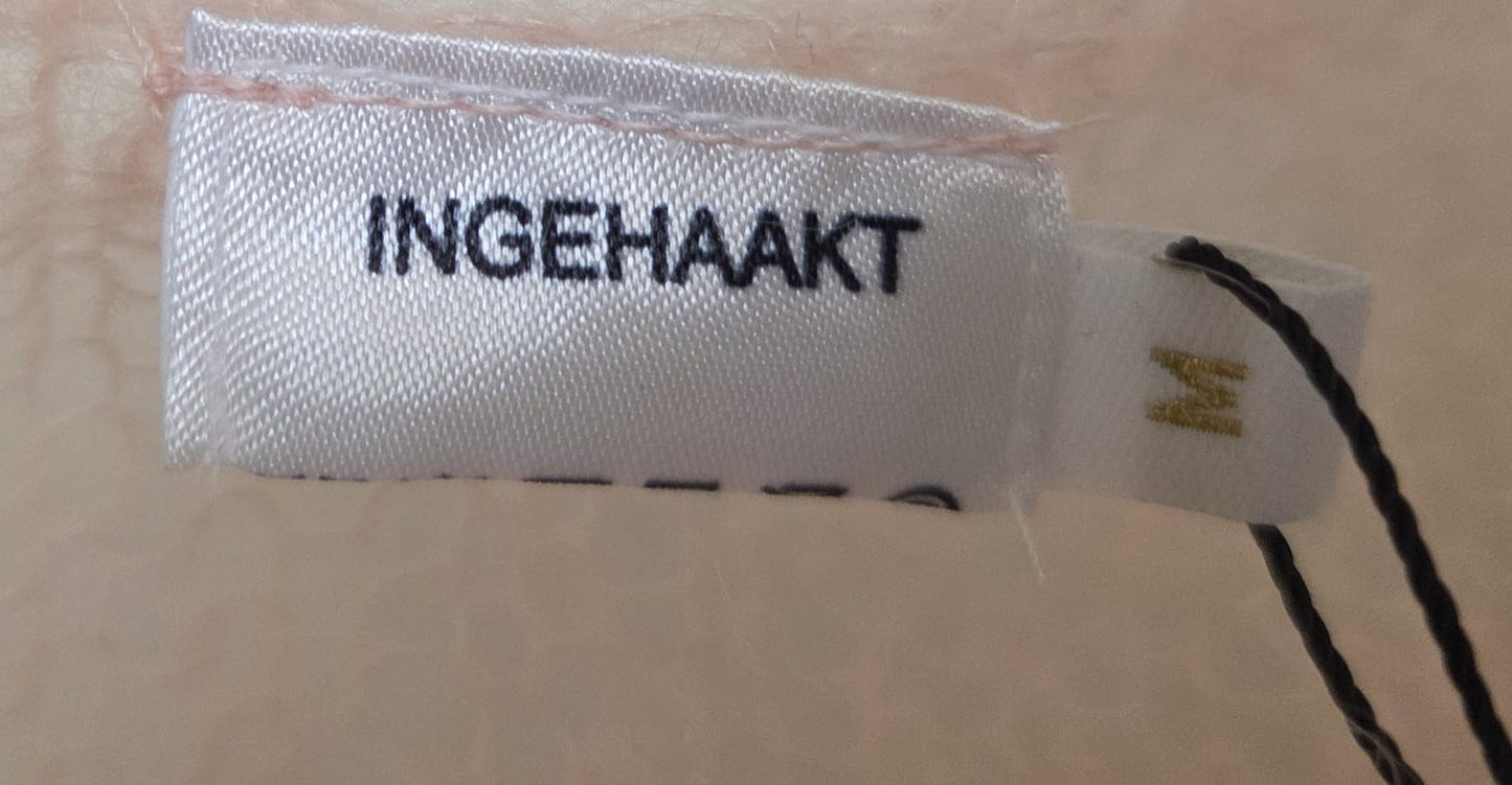 Ingehaakt luchtig gebreide mohair trui detail label