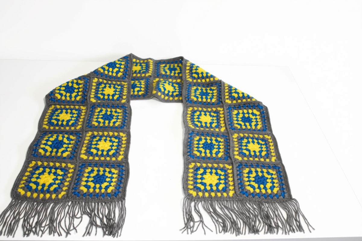 Granny square sjaal multicolour