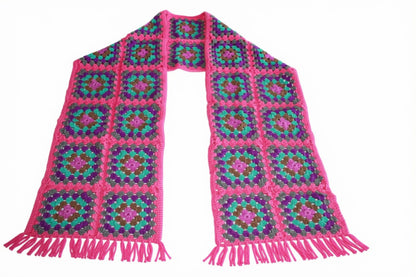 Granny square sjaal multicolour