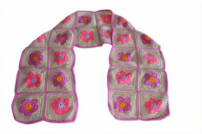Granny square sjaal bloemen