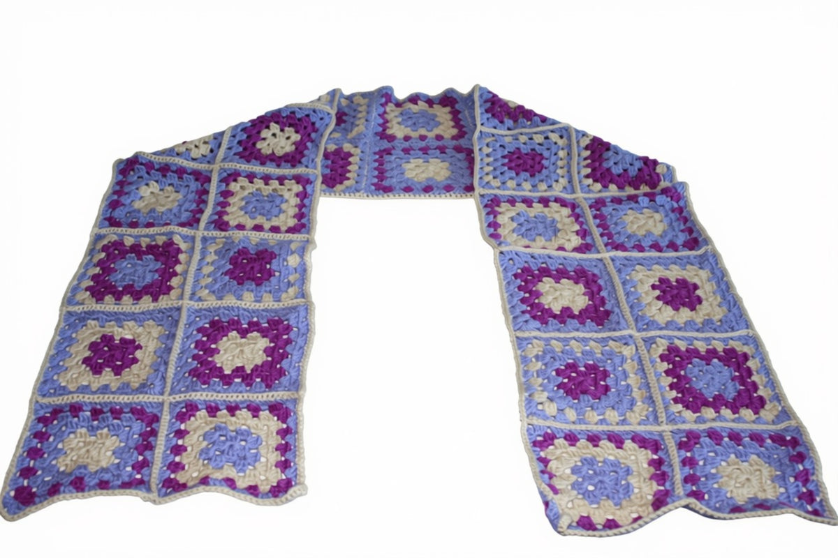 Granny square sjaal multicolour