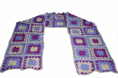 Granny square sjaal multicolour